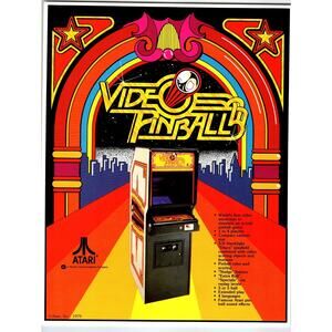 Video Pinball By Atari Retro Arcade Game FLYER Original 1979 Vintage Two Sides